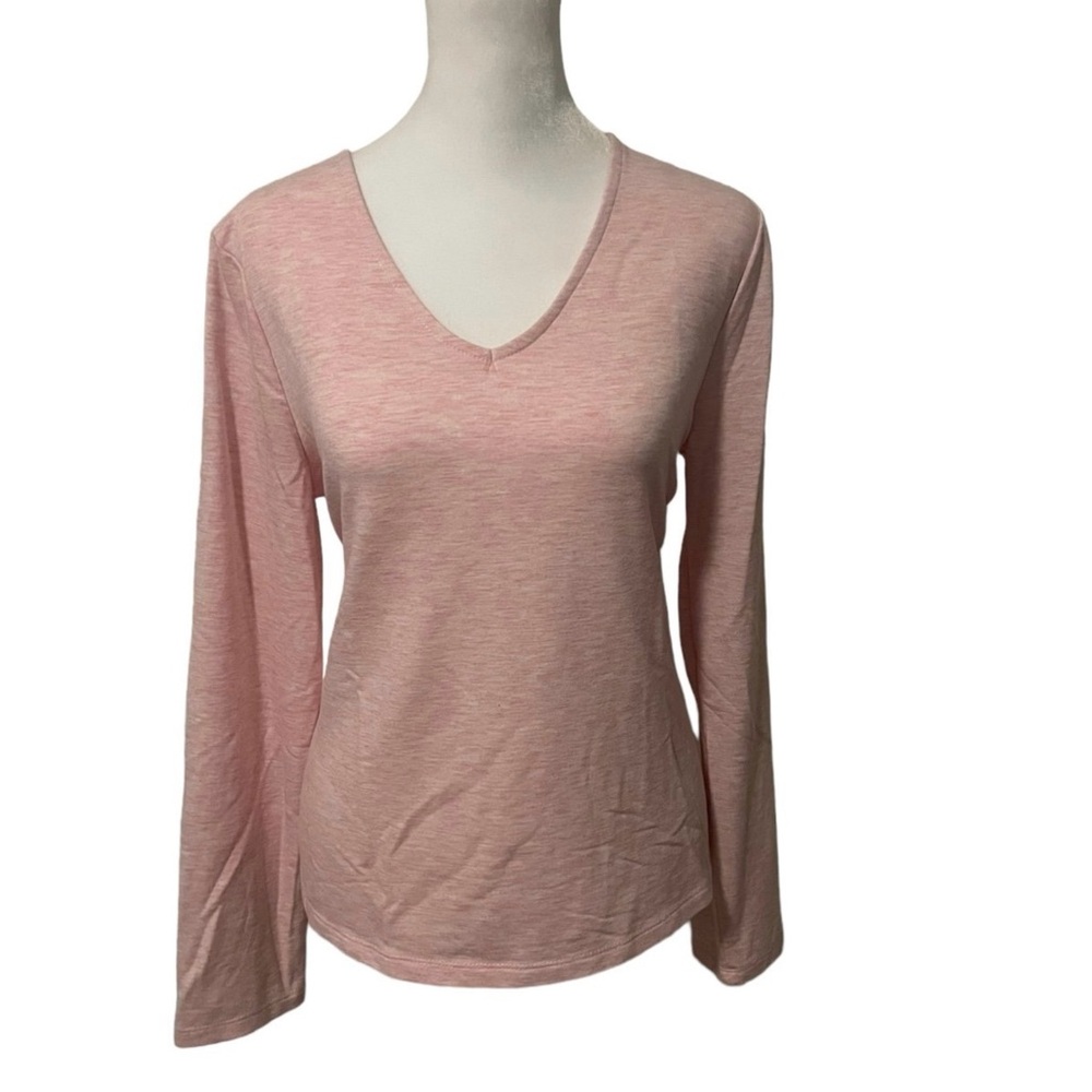 A New Day Size Small Light Pink Tie Back Long Sleeve V-Neck Top-2017